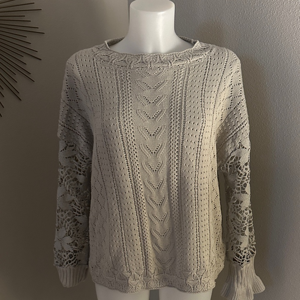 Amazon gray Lace Knit Sweater